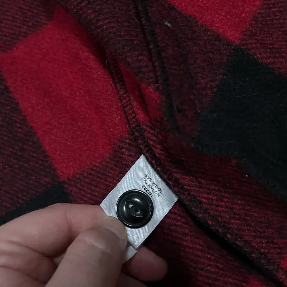 LL Bean Archive Collection Beans Stag Jacket Wool Blend Red Buffalo Plaid Medium